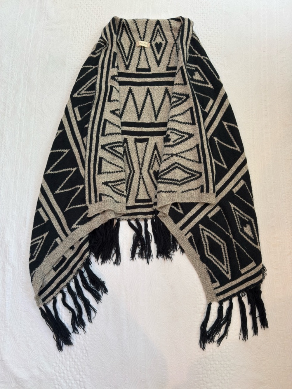 Altar’d State Aztec Poncho Size S Western Fringe Cardigan Vest Boho Southwestern